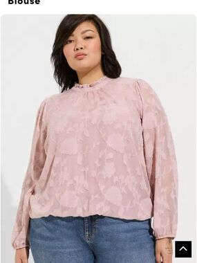 torrid Dusty Pink Floral Lace Mock-Neck Blouse